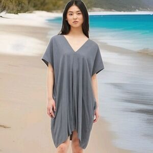 Anthropolgie | Grade & Gather Linen Blend Boxy V-Neck Tunic Dress Size S